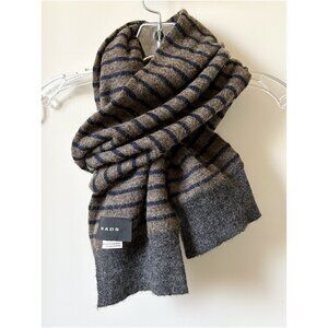 KAOS Italy Scarf Alpaca Merino Wool Brown Navy Striped Winter Made in Italy